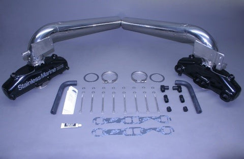 SB Exhaust Manifolds W/Thru Transom S/S Risers & Brackets BTF Kit