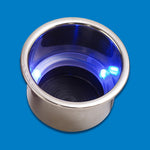 CUP HOLDERS STAINLESS STEEL BLUE LED LIGHT
