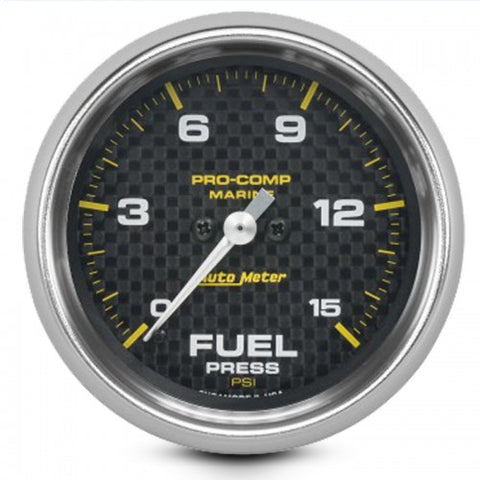 AutoMeter Carbon Fiber Pro Comp Marine Fuel Pressure 0-15psi
