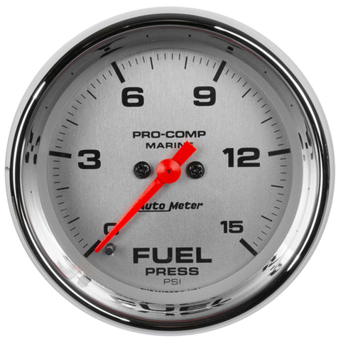 Autometer Chrome Ultra Lite Marine Fuel Pressure 0-15psi