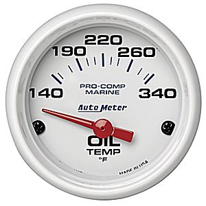AutoMeter White Pro-Comp Marine Oil Temp 100-340¼ electric