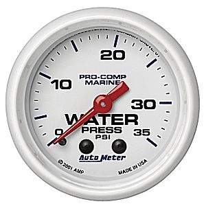 AutoMeter White Pro Comp 0-35 PSI Mechanical Water Pressure Gauge