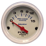 AutoMeter White Pro Comp 0-15 PSI Fuel Pressure Gauge