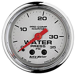 AutoMeter Chrome Ultra Lite Marine    Water Pressure 0-35psi
