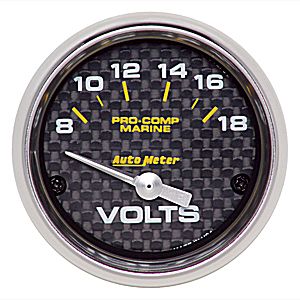 AutoMeter Carbon Fiber Pro Comp Marine: Voltmeters - 12 Volts