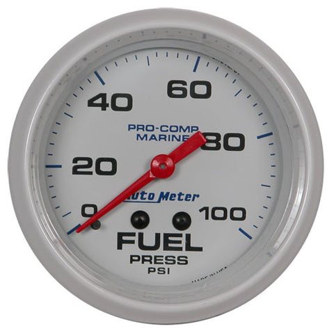 AutoMeter White Pro Comp 0-100 PSI Fuel Pressure Gauge