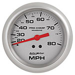AutoMeter Platinum Marine Analog Speedometer, Liquid Pitot Operation, 80 MPH, 3-3/8"