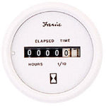 Faria 2" Dress White Series Hourmeter, 10,000 Hours / 12-32V DC