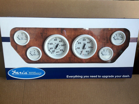 Faria 6 Gauge Set, Dress White, Inboards & I/O